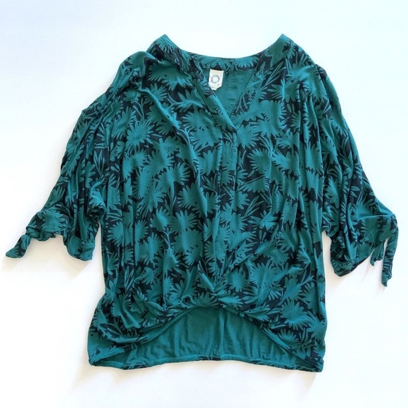 Anthropologie - Akemi + Kim Petraea Turquoise and Black Tie Sleeve Dolman Top - Picture 1 of 3